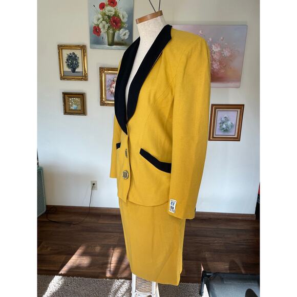noviello bloom suits vintage yellow saks fifth avenue size 6 union made wool - Picture 11 of 16